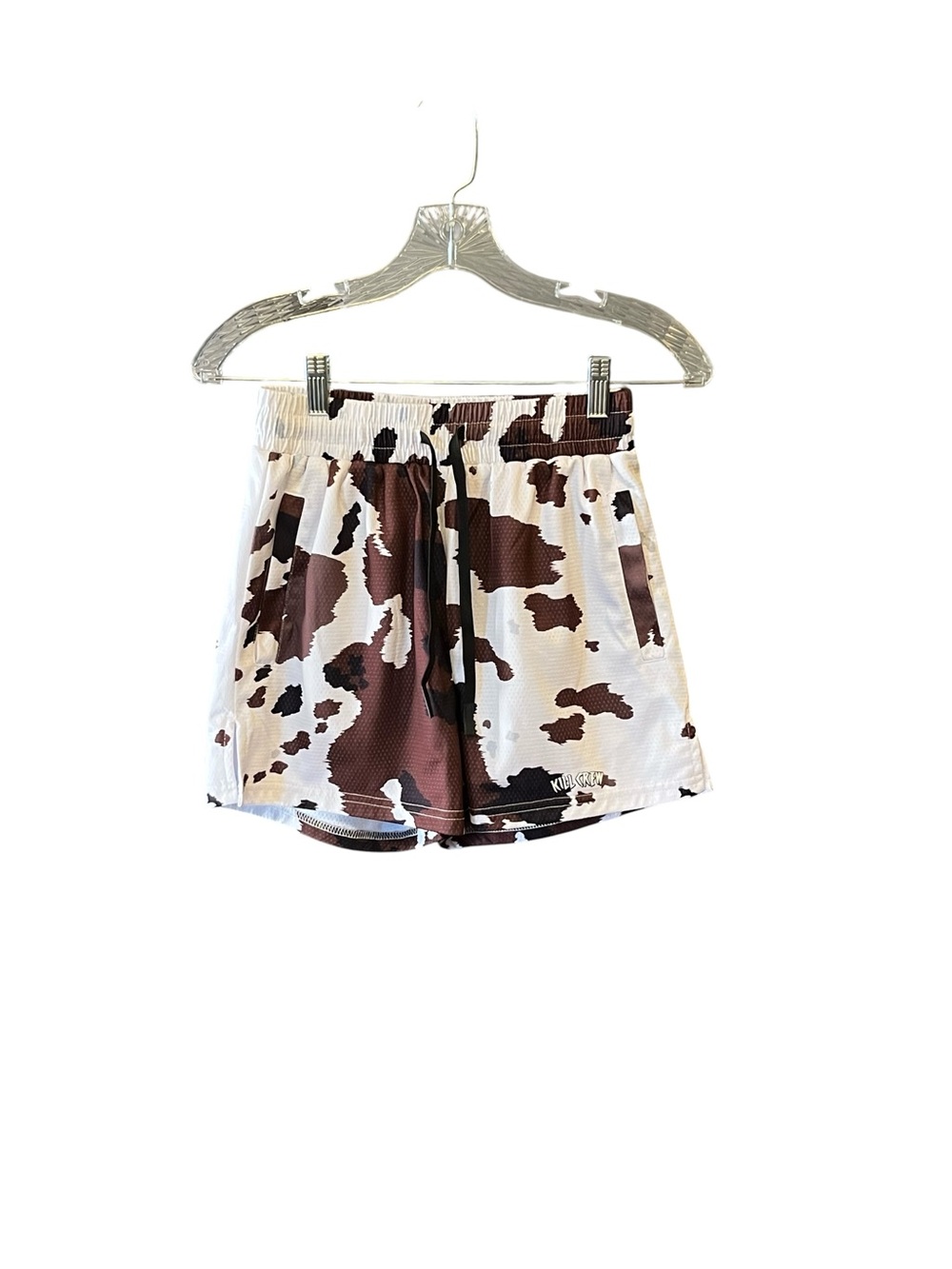 Kill Crew Cow Print Mesh Athletic Shorts Size Small Brown White Drawstring